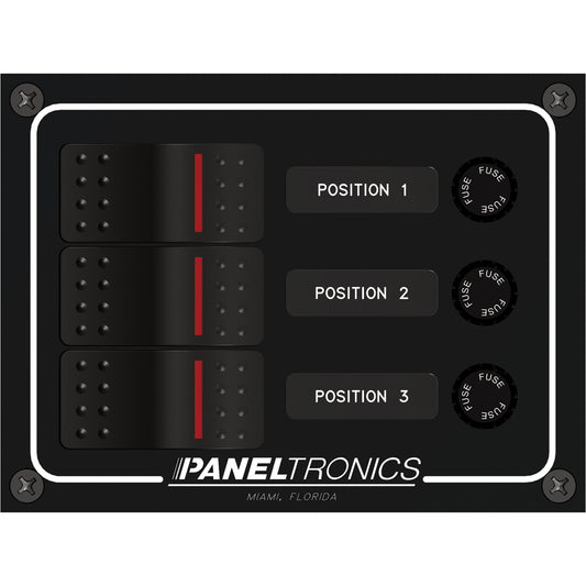 Paneltronics Waterproof Panel - DC 3-Position Illuminated Rocker Switch & Fuse [9960014B]